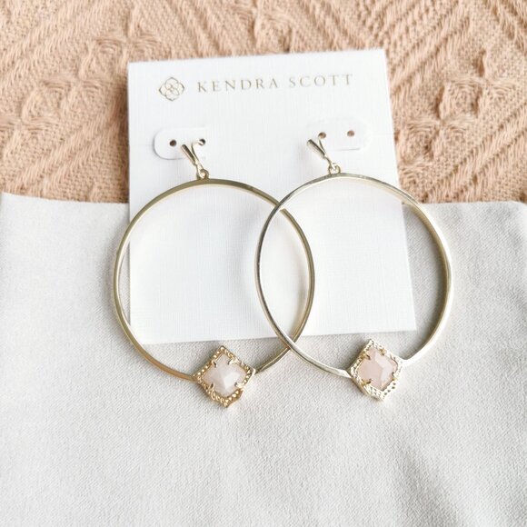 - Elberta Rose Quartz Hoop Earrings Gold - Picture 1 of 3